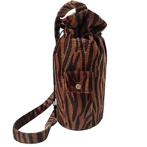 Wine Insulated Faux Fur Tiger Stripe Bag